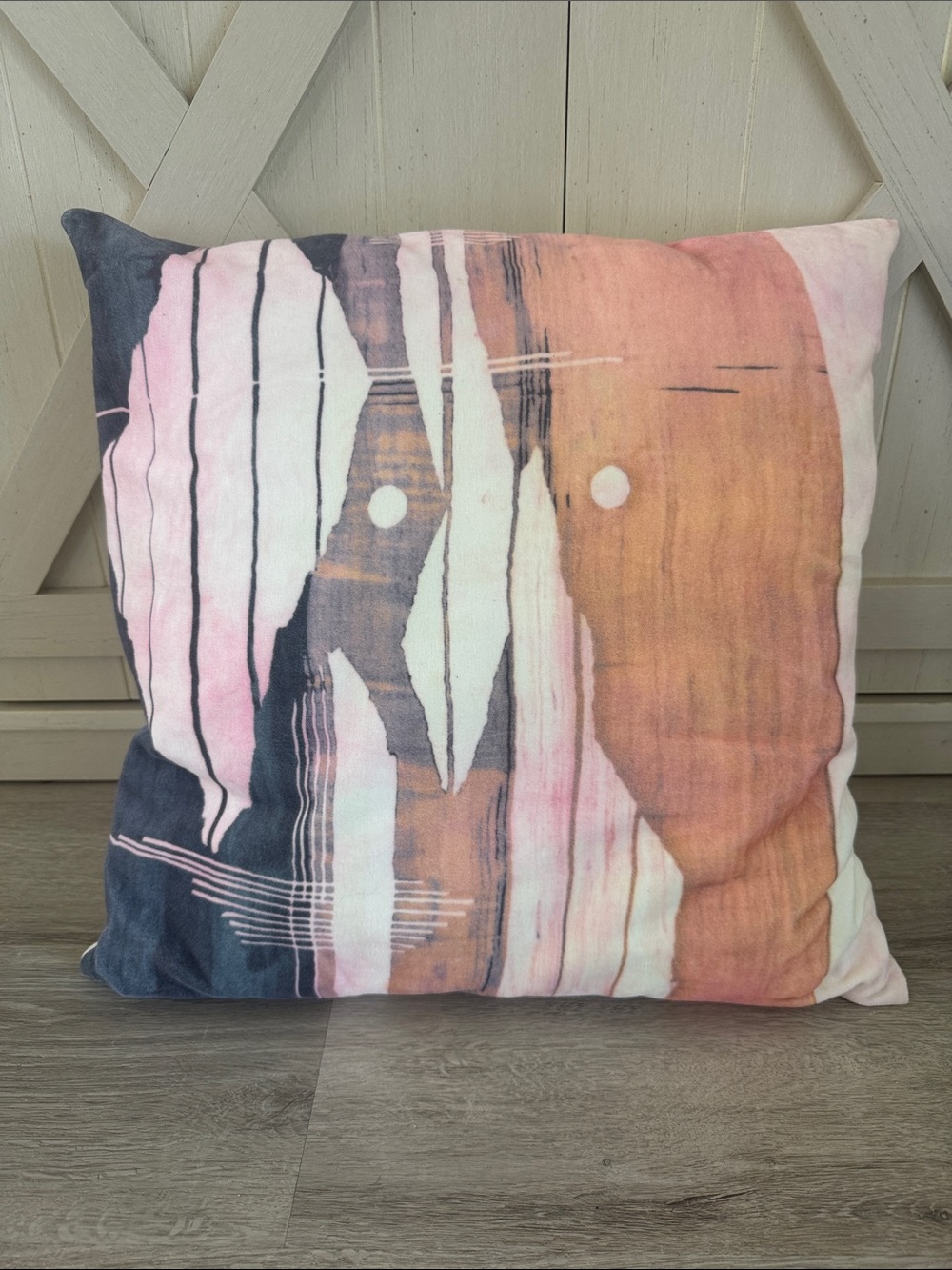West Elm Watercolor Fragments Brocade Abstract 18x18 Pillow Insert Cotton Linen
